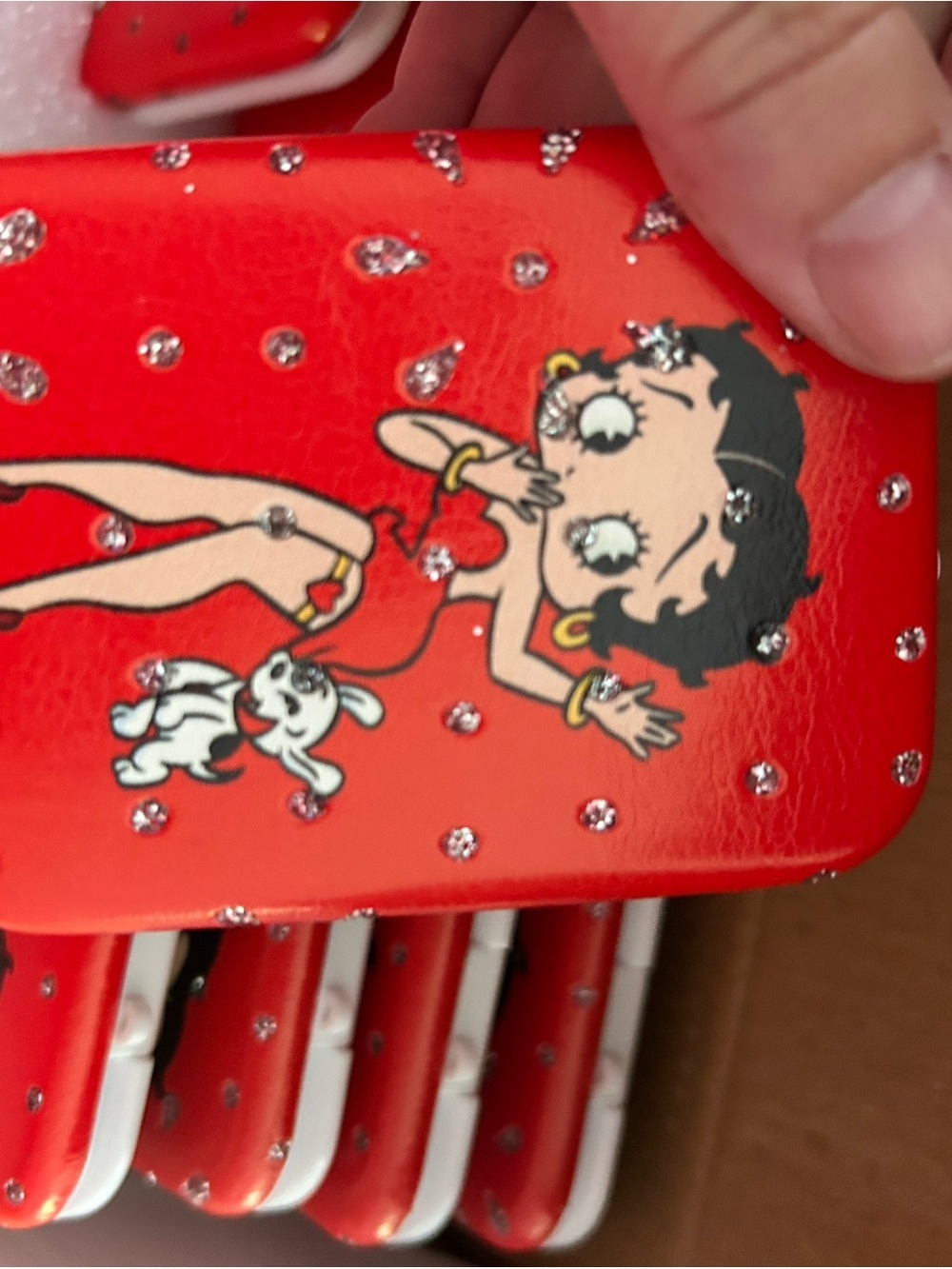 4/$50 Betty Boop Red and White Decorative Compact Cases with Rhinestones